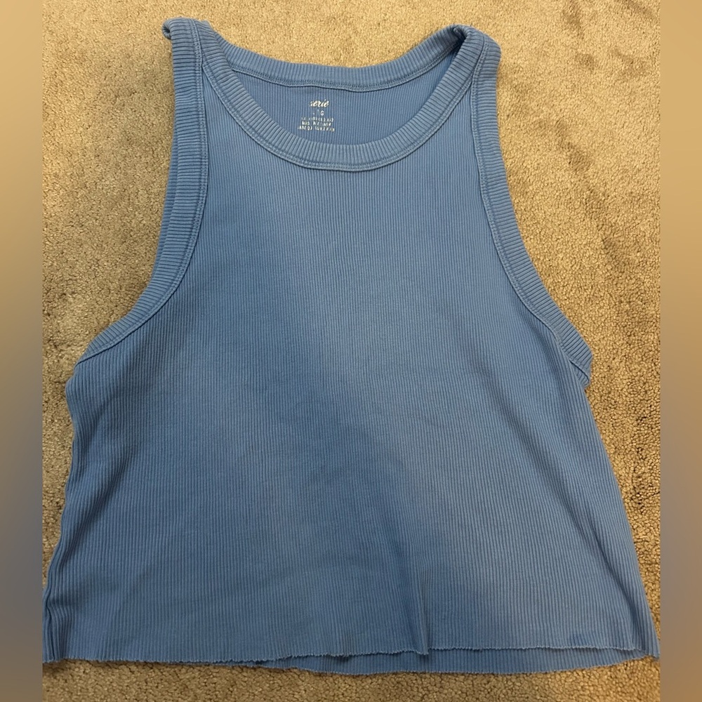 Aerie Light Blue Ribbed Tank